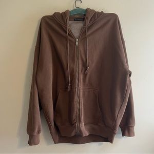 Brandy Melville oversized brown zip up hoodie